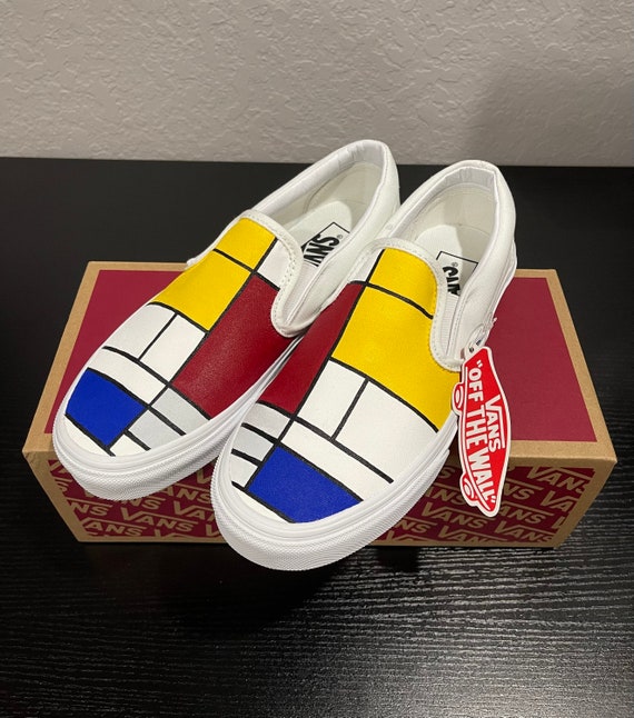 Hand Painted Mondrian Shoes Customized Colorful Slip