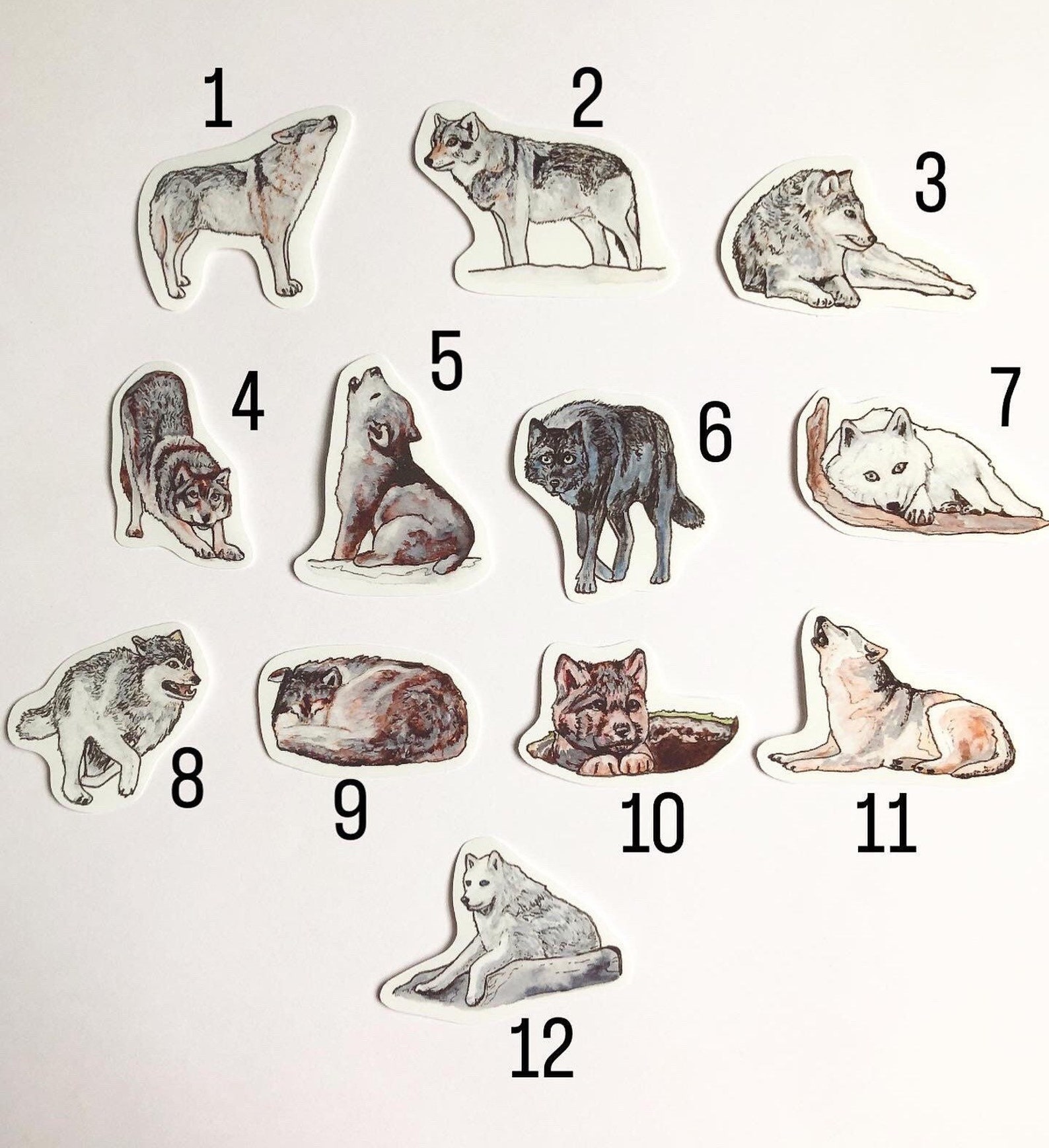Stiker Wolves Wolf Sticker Pack-handmade Artwork. Collectible Wolf Stickers. Laptop ...