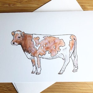 Guernsey Greeting Card. Handmade,note card,Cow lover,farm lover card,animal lover,sympathy card,get well card,birthday card,cow art print