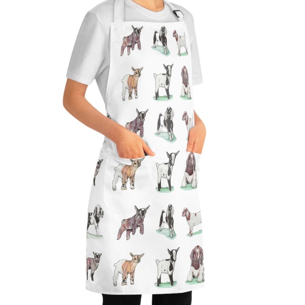 Goat Art Apron, Goat Lover, Cute Goats, Cook Gift, Chef Gift, Farm Animal Apron