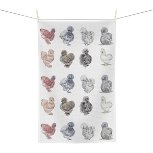 Asciugamano da cucina Silkie Chicken: acquerello, regalo per gli amanti dei polli