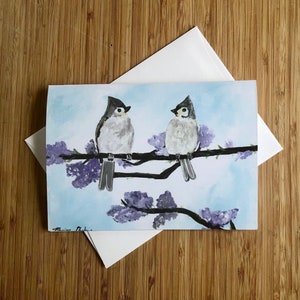 Paire de mésanges, carte de voeux vierge. Fait main | carte de correspondance | amoureux des oiseaux | cadeau pour les amoureux des oiseaux chanteurs | amoureux de la nature | amoureux des animaux | observateur d'oiseaux | carte postale d'oiseau