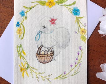 Silkie Chicken Watercolor Notecard: Farm Animal Greeting Card