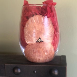 Hand painted Silkie Stemless Wine Glass-Handmade,Silkie lover,Cute Silkie Chicken,Silkie lover gift,housewarming gift,Farmhouse Decor,4H