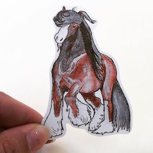 Sticker cheval Clydesdale en vinyle fait main|cadeau équestre|Sticker cheval|Stickers pour ordinateur portable|Revues|Scrapbooking| sticker cheval|Cadeau pour amoureux des chevaux