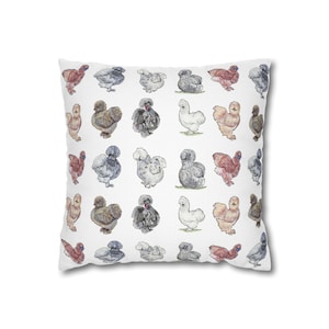 Silkie Chickens Square Pillow Case, Silkies, Silkie Lover Gift, Silkie Mom Gift