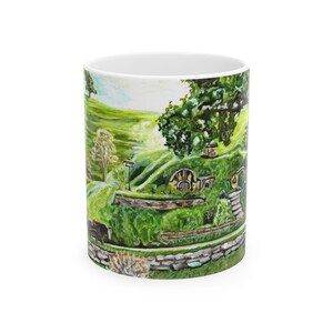 Bag-End, Lord of the Rings Art Ceramic Mug 11oz, LOTR Lover Gift, Shire Lover, Gift for Friend, Nerd Gift, Unique Gift image 2