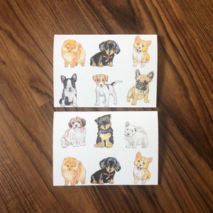Set mit Welpen Blanko-Grußkarten. Handgemacht|Notizkarte|Hundeliebhaber|Hundeliebhaber Geschenk|Hunde Kunstpostkarte|Tierliebhaber|Kunstdruck