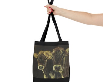 Two Sided Cows Tote Bag, Cow lover gift, Cow mom gift, Cute Cows, Cute Farm Animal Bag, Brown Swiss Lover