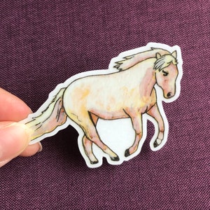 Sticker cheval Palomino en vinyle transparent, sticker cheval, stickers pour ordinateur portable, revues, scrapbooking, sticker poney, cadeau pour amoureux des chevaux, sticker gobelet, fenêtre