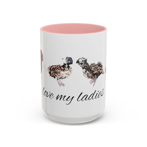 Love My Ladies Polish Chickens Accent Coffee Mug, 11oz, 15oz Farmhouse Drink ware, Chicken Mug, Chicken Lover Gift