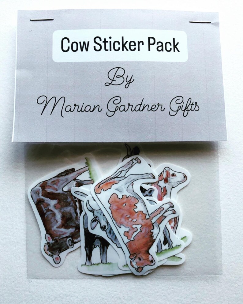 Cow Sticker Pack.handmade Artwork. Collectible Cow Stickers. Laptop ...