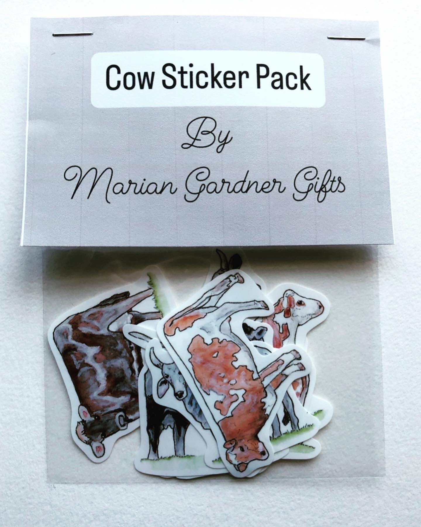 Cow Sticker Pack.handmade Artwork. Collectible Cow Stickers. Laptop ...