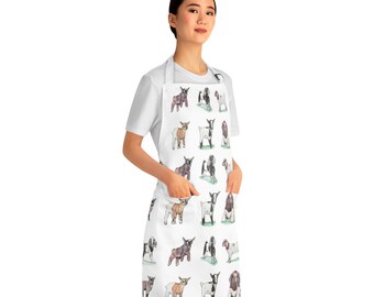 Goat Art Apron, Goat Lover, Cute Goats, Cook Gift, Chef Gift, Farm Animal Apron