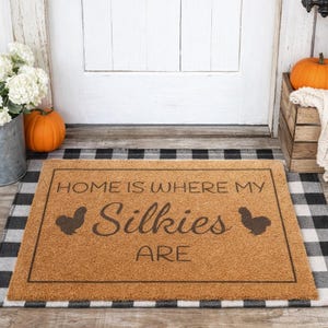 El hogar es donde están mis gallinas sedosas. Felpudo, Granja, Mamá de gallinas sedosas, Regalo para amantes de las gallinas, Loca por las gallinas, Decoración campestre, Decoración de cabaña, 4H