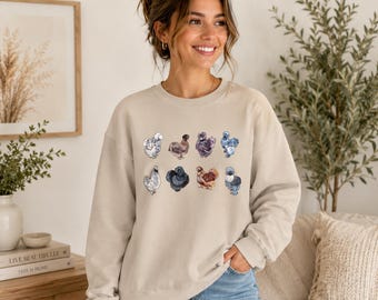 Silkie Chicken Sweatshirt, Chicken Lover Gift, Silkie Mom Gift, Cute Farm Animal Sweatshirt, Cute Silkies