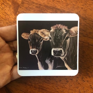 Cow Sticker-Waterproof,cow lover gift,Cute Brown Swiss Sticker,Laptop Stickers,Journals,Scrapbooking,cow decal,Farm Animal lover,Cow Art