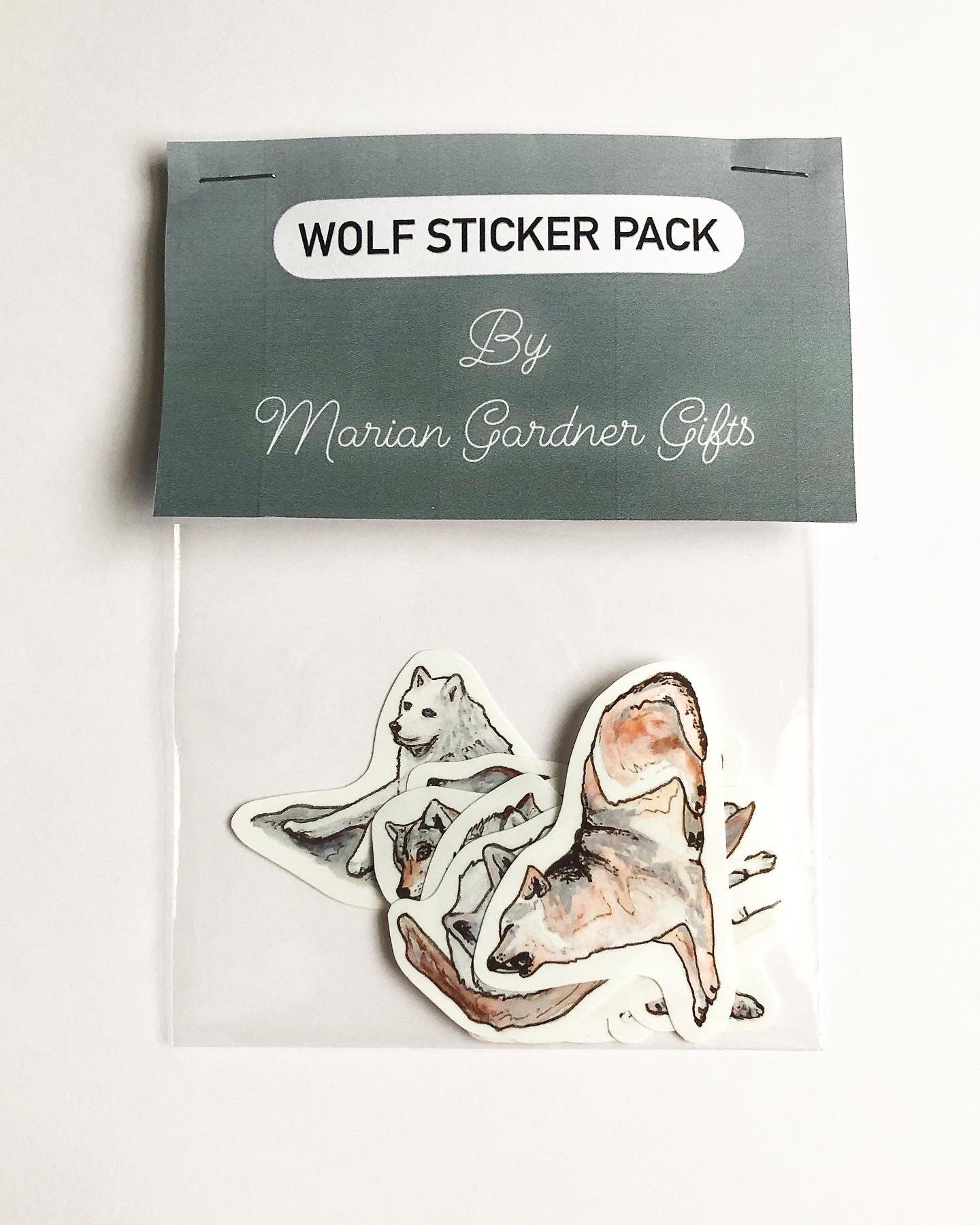 Wolf Mini Sticker Wolf Sticker Pack-handmade Artwork. Collectible Wolf Stickers. Laptop ...