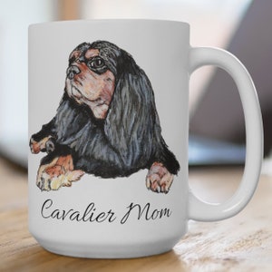 Cavalier Mom Ceramic Mugs (11oz\15oz\20oz), King Charles Cavalier Mom Gift, Cavy Lover Gift, Watercolor Art, Cute Dog Mug
