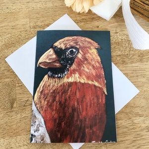 Cardeal, cartão de felicitações em branco. Feito à mão | cartão de nota | amante de pássaros | cartão amante de cardeais | amante da natureza | amante de animais | estampa cardinal