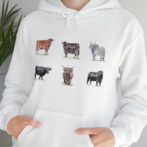 Cow Breed Hooded Sweatshirt, Cow Lover Gift, Cow Hoodie, Farm Animal Lover, Cow Obsessed, Cow Mom Gift