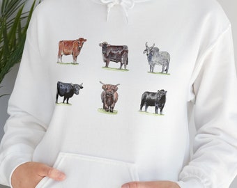 Sweat à capuche race de vache, cadeau pour amateur de vache, sweat à capuche vache, amoureux des animaux de la ferme, obsédée par la vache, cadeau pour maman de vache