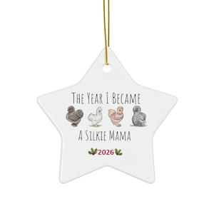 Weihnachtsschmuck aus Keramik mit Seidenhühnern, 4 Formen, Geschenkidee für Seidenhühner-Liebhaber, Geschenk für Seidenhühner-Mama