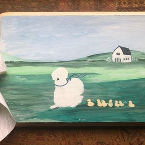 Handpainted Silkie Wooden Plaque. Cute Silkie Decor, Silkie Sign, White Silkie, Handmade Gift, Cute Chicken, Hen Lover, chicks, Easter decor