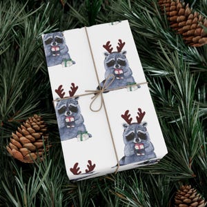 Carta da regalo con procione di Natale, carta da regalo con animali della foresta, simpatico procione
