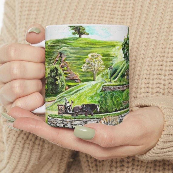 Bag-End, Lord of the Rings Art Ceramic Mug 11oz, LOTR Lover Gift, Shire Lover, Gift for Friend, Nerd Gift, Unique Gift