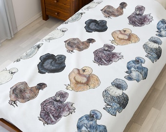 Silkie Chicken Velveteen Plush Blanket - Cozy Animal Print Throw, Farmhouse Home Decor, Winter Blanket, Farm Animal Lover Gift, Soft Bedding