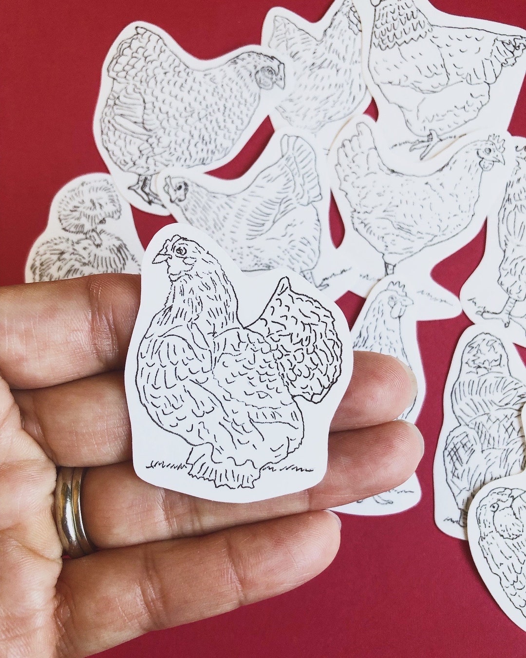 Chicken Skin Sticker Layout Colorable Chicken Sticker Pack -hand Drawn Artwork.planner,vinyl Laptop ...