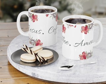Kristna kaffeälskare keramiska muggar (11oz\15oz\20oz), kristen mammapresent, Jesusälskarepresent, akvarellkonst, inspirerande mugg