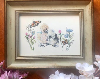 Seidenküken Aquarellmalerei-Handbemalte Seidenhuhn-Liebhaber-Dekoration