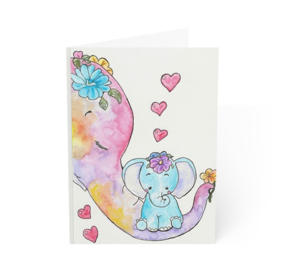 Handmade Wildlife Greetings Card - Congrats Elephants Handmade Wildlife Greetings Card - Congrats Elephants