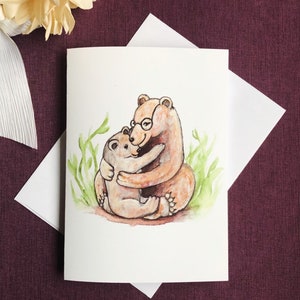 Bears Greeting Card. Handmade,note card,bear lover gift,animal lover,Watercolor,cute card,bears,lodge,cabin,woodsy,illustration
