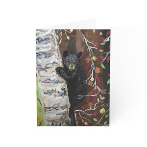 Carte de voeux vierge ourson noir. Fait main|carte de correspondance|amoureux des ours|Cadeau pour amoureux des ours|amoureux de la nature|carte de rétablissement|carte d'anniversaire|artisan|carte mignonne