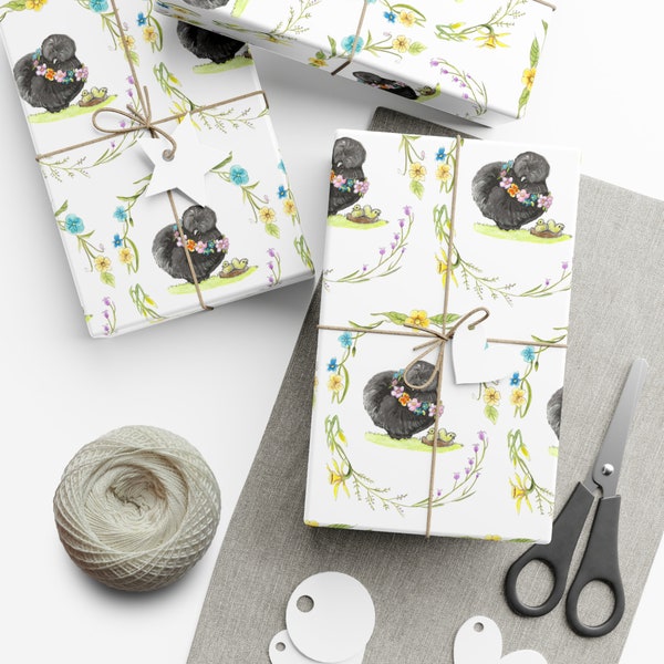 Black Silkie Chickens, Chicken Gift Wrap Paper. Crazy Chicken Lady,Chicken Lover,Farm Animal,Country Decor,Unique Gift Wrapping, 4H