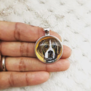Handpainted Hound Pendant Necklace-Handmade,beagle lover gift,dog lover gift,original art,hound dog lover gift,dog jewelry,pet loss,pets