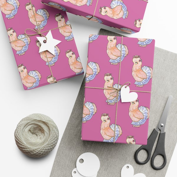 TuTu Silkie Chicken Gift Wrap Paper, Chicken lover, Hen wrapping paper, Silkie Lover, Birthday Chicken Gift Wrap|Gift Giving