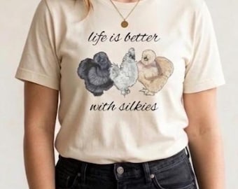 Silkie Chicken T-Shirt, Chicken Mom, Chicken Lover, Cute Chicken Shirt, Farm Animal Shirt, Farm Life Shirt