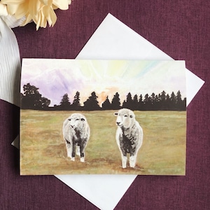 Sheep Greeting Card. Handmade,note card,Sheep lover,farm lover gift,animal lover,get well card,birthday card,art print,Spring,Cute Sheep,4H
