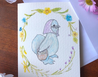 Silkie Chicken Notecard: Farm Animal Watercolor Card