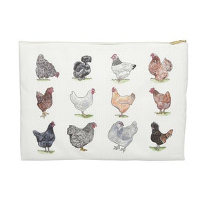 Chicken Lovers Accessory Pouch, crazy chicken lady, chicken mom, hens, chicken gift, pencil case, makeup case, 4H mom, farm animal lover,art