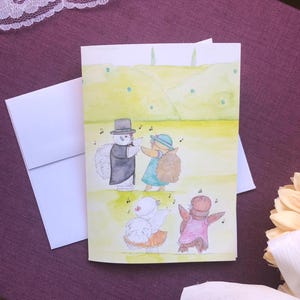 Biglietti d'auguri per matrimonio con polli di seta, amanti dei polli di seta, biglietti di auguri con galline, acquerelli, biglietti per amanti dei polli