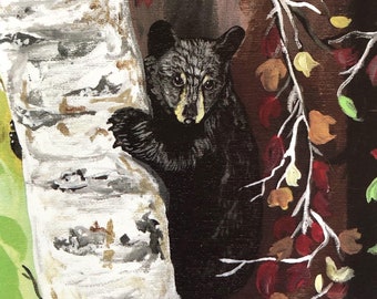 Bear Print, 5”x7” Bear lover gift|artisan|office decor|forest lover gift|original oil painting|lodge decor|Bear art|nursery room decor|cabin
