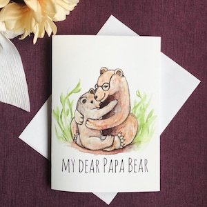 Father’s Day Greeting Card. Handmade,note card,bear lover gift,animal lover,Watercolor,cute card,bears,lodge,cabin,woodsy,papa card,dad card