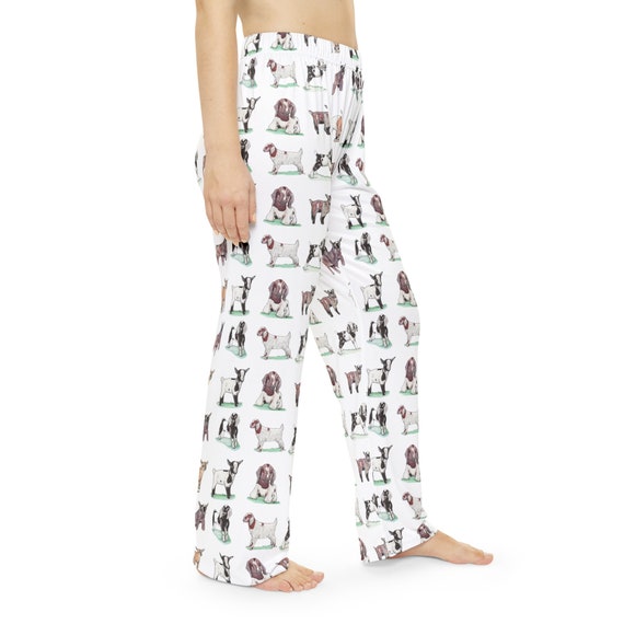 Women s Goat Art Pajama Pants Goat Lover Gift Cute Pj s Goat Mom 4H Cute Goats Goat Pj s Etsy UK