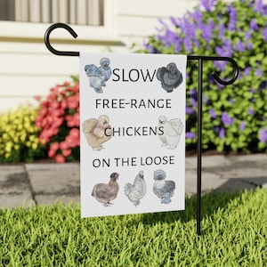 Silkie Chicken Garden & House Banner, chicken lover gift, cute chicken banner, yard banner,coop sign, coop banner, chicken art