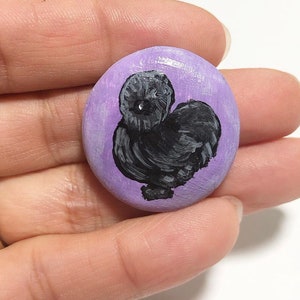 Silkie Fridge Magnet or Pin.Handmade,Silkie lover gift,silkie chicken memorial,artisan,silkies,cute chicken,home decor,Silkie Pin,Silkie Mom